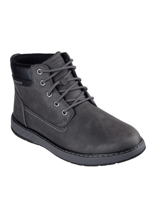 Skechers Garlan Leather Gray Men's Boots Waterp...