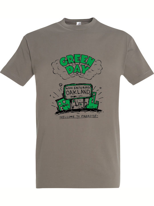 T-shirt Unisex " Green Day Welcome To Paradise Oakland " Light Khaki