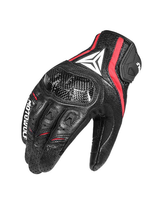 Motowolf Airmatic Мъжки Мотоциклетни ръкавици Черно/червено