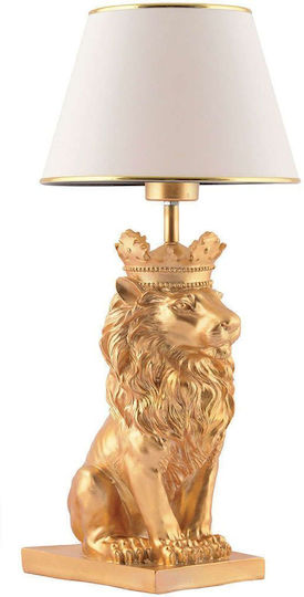 Opviq Table Lamp for Socket E27 with White Shade and Gold Base