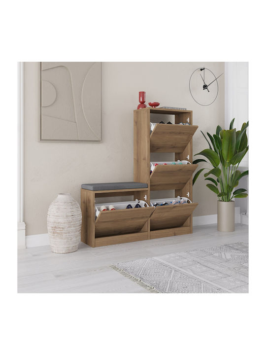 Dude Wooden Shoe Cabinet Brown with Tilting She...