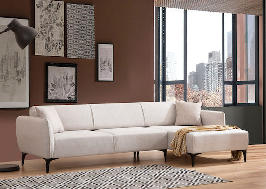 Belissimo Corner Couch with Right Corner Off White 270x140x67 cm