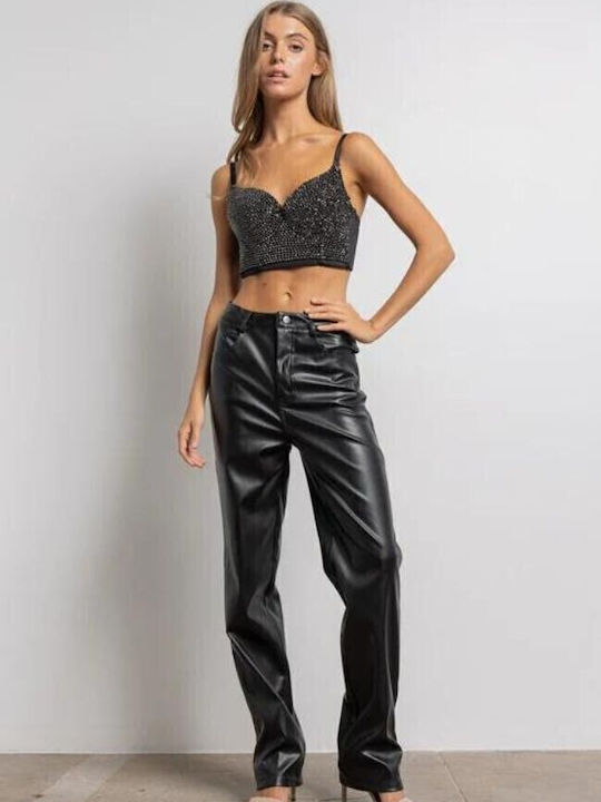 Damen Crop Top Black