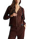 Women's Cardigan with Zipper Brown