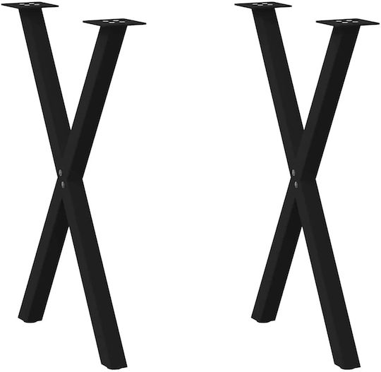 Dining Table Legs X Shape 2 Pieces Black 60x72-73 Cm Steel Black 4012912