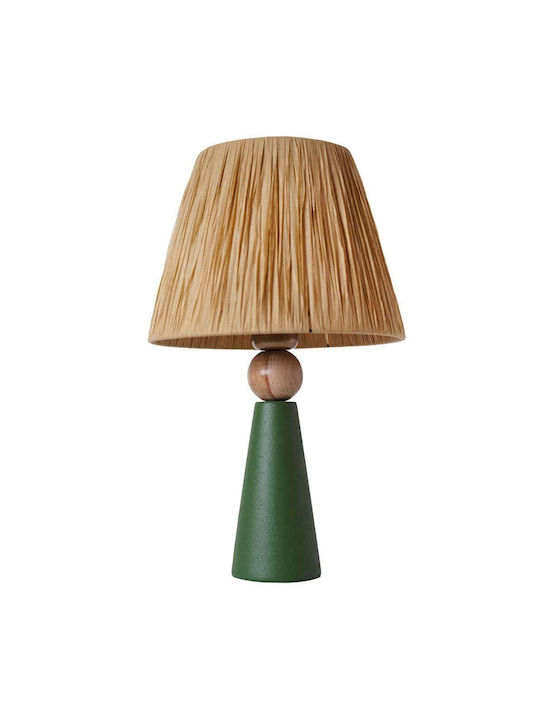 Opviq Tischlampe für Fassung E27 mit Braun Schirm und Grün Basis