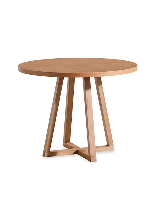 Puffy Round Table Wooden Natural 100x100x75cm