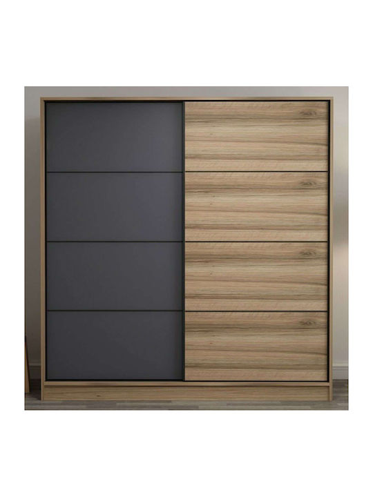 Kale Δίφυλλη Ντουλάπα Συρόμενη Oak-anthracite 60x60x180cm
