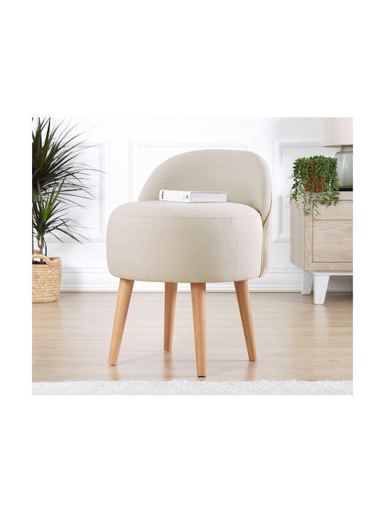 Stool For Living Room Upholstered with Fabric Corvile Cream-natural 46x46x64cm