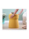 Stool For Living Room Upholstered with Fabric Beans Mustard