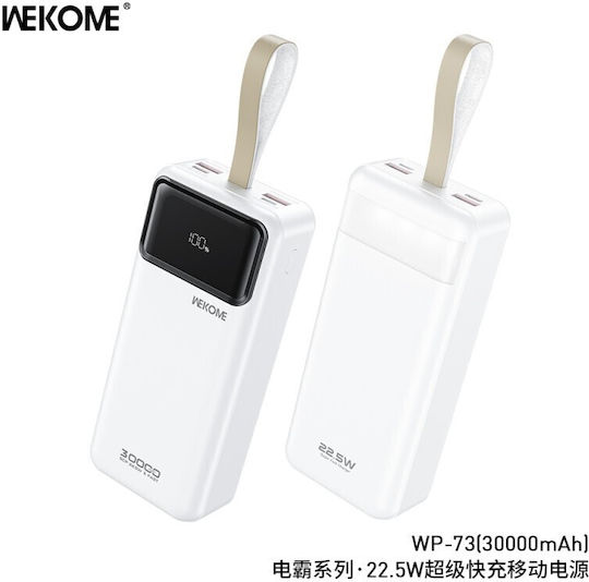 WK WP-75 Power Bank 50000mAh mit 2 USB-A Anschlüssen und 2 USB-C Anschlüssen Weiß