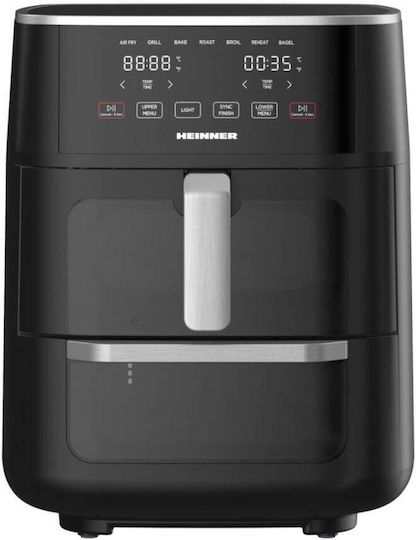 Heinner Heißluftfritteuse mit Doppel-Abnehmbarer Korb 11Es Schwarz HAFO-M11BK1700
