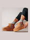 Suede Women's Ankle Boots with Fur Brown