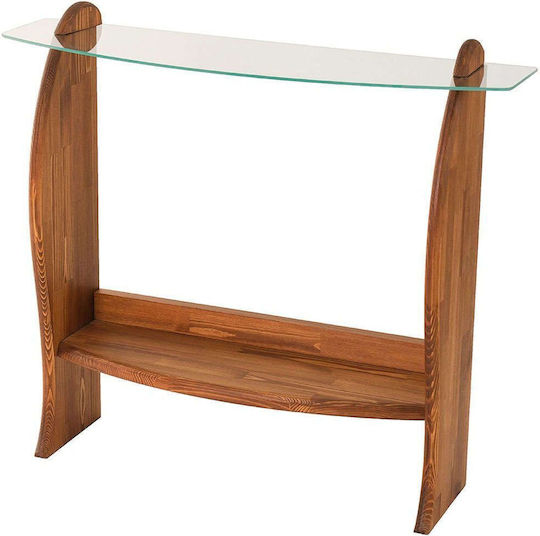 Surf Console 552nos1915 106x30x90cm Chestnut-clear Wood Glass