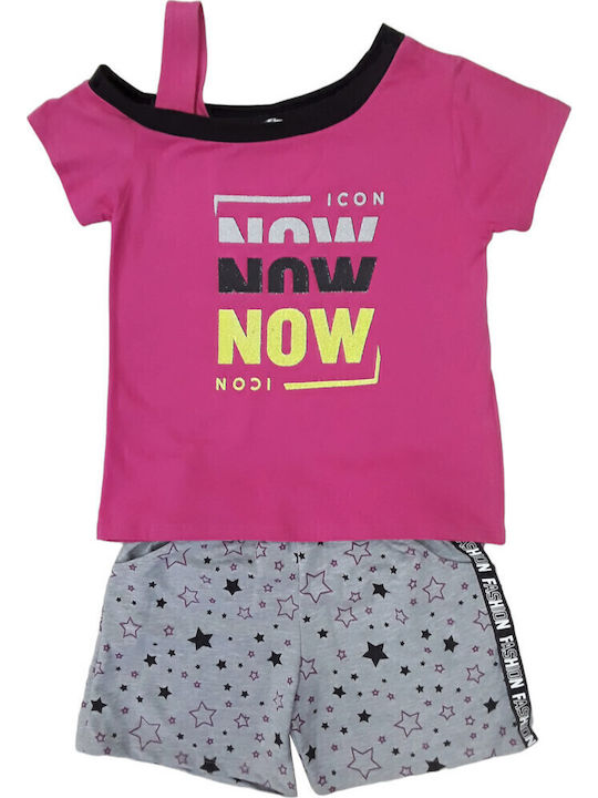 Evita Kids Clothing Set with Shorts Pink Grey 2 Pieces