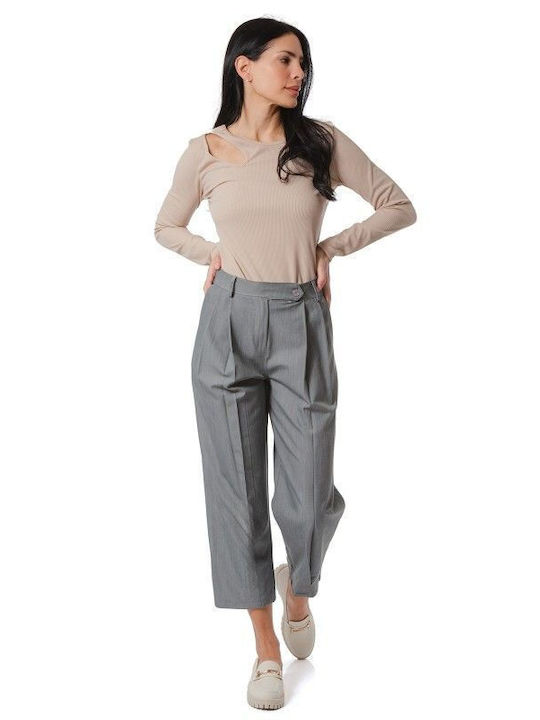 Grey Pleated Trousers