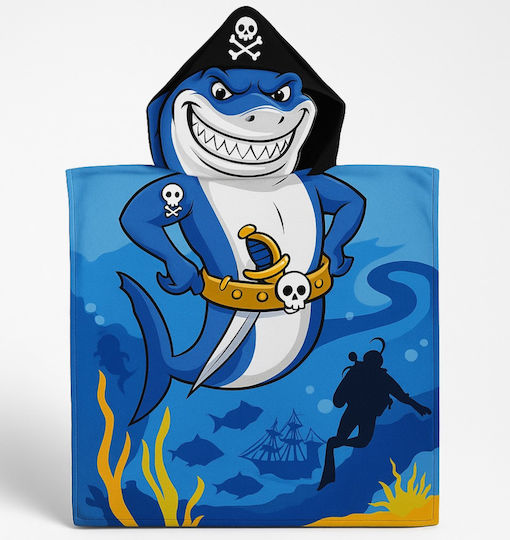 Domina Kids Beach Poncho Sharks Blue 55 x 55cm