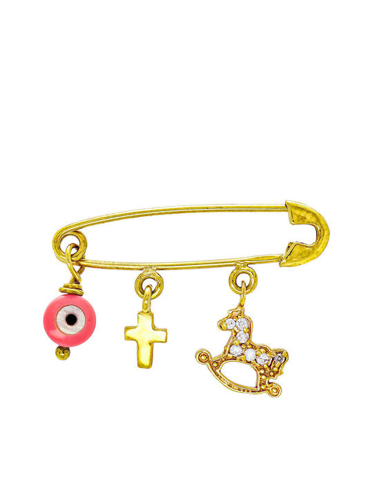 Kiriakos Gofas Child Safety Pin made of Gold 9K for Girl