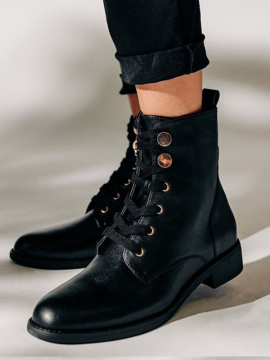 Black Ankle Boot with Gold Details