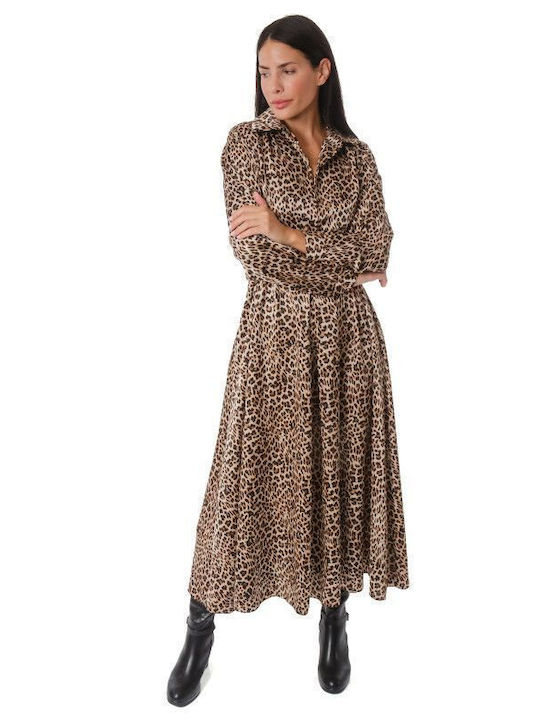 Long Sleeve Midi Dress Animal Print