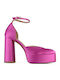 Fuchsia Satin Pump with Strap