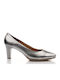 Leather Silver Medium Heels
