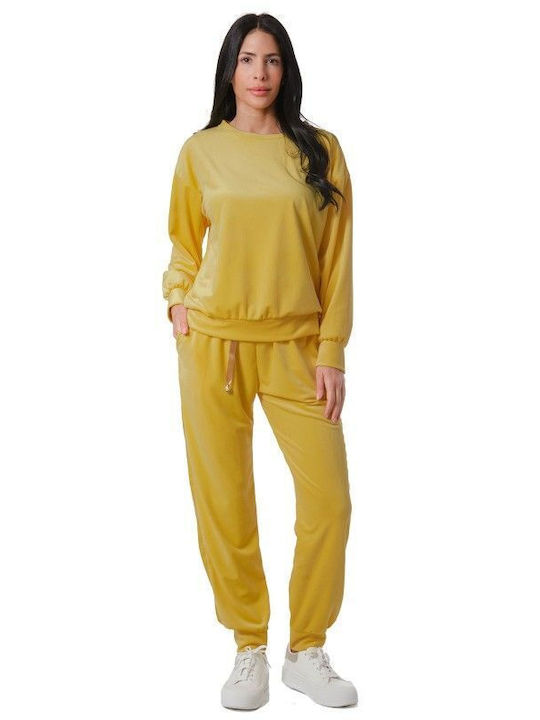 Yellow Velour Tracksuit Set