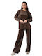 Brown Velour Tracksuit Set