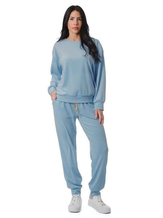 Light Blue Velour Tracksuit Set