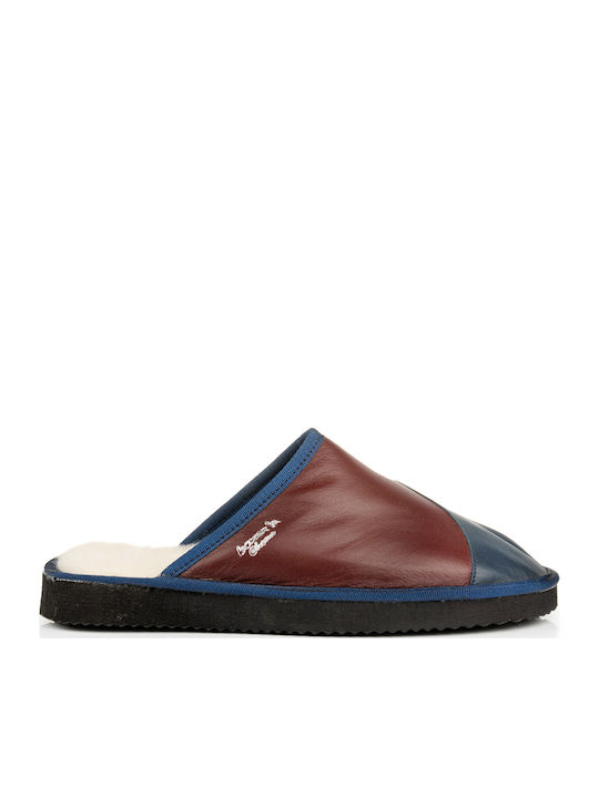 Boxer Din Piele Papuci de Damă de Iarnă Burgundy