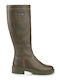 Leather Women's Boots with Rubber / Zipper Green