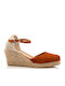 Women's Leather Platform Espadrilles Tabac Brown