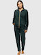 Noidinotte Γυναικεία Χειμερινή Fleece Homewear Φόρμα Πολυτελείας Φερμουάρ-fa8895b Κυπαρισσί