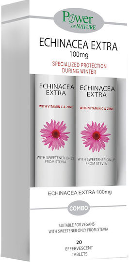 Power Of Nature Echinacea Extra 100mg 2 x 20 αναβράζοντα δισκία Λεμονί