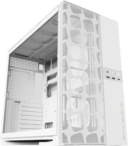 Geometric Future Model 5 Gaming Midi Tower Computer Case with Side Window White