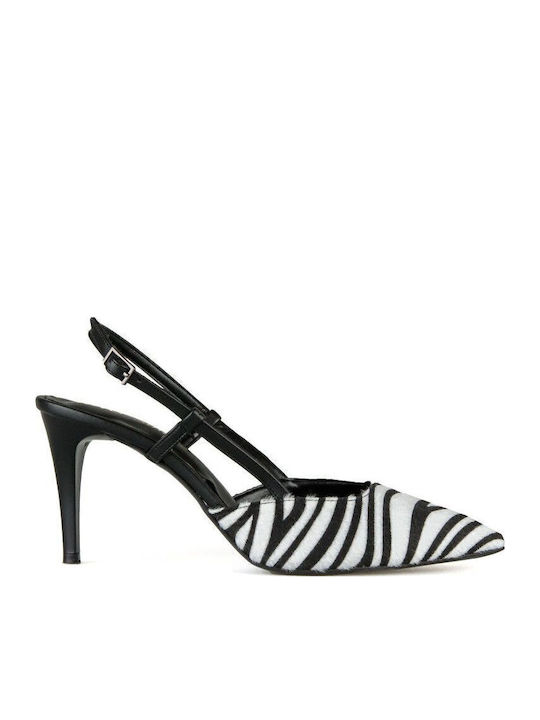 Γόβες με Λουράκι Animal Print Μαύρες