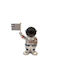 Decorative Astronaut Flag Movement Through Solar Charging 11.8x12.3x5cm Plastic Silver 337s