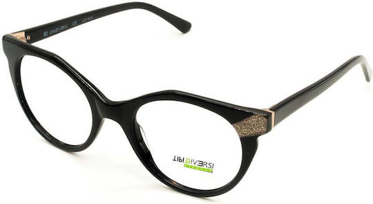 Tipi Diversi Damen Acetat Schmetterling Brillengestell Schwarz TD6222 C2
