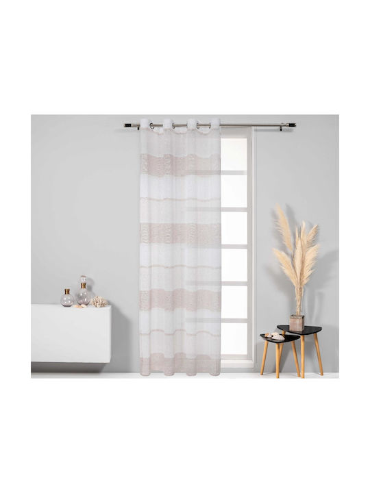 Draperie Easy Home Drum 260x140cm Bej cu Inele