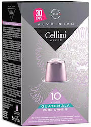 Ιταλικός Καφές Espresso Guatemala Συμβατός Nespresso Cellini Aluminium 30 Κάψουλες