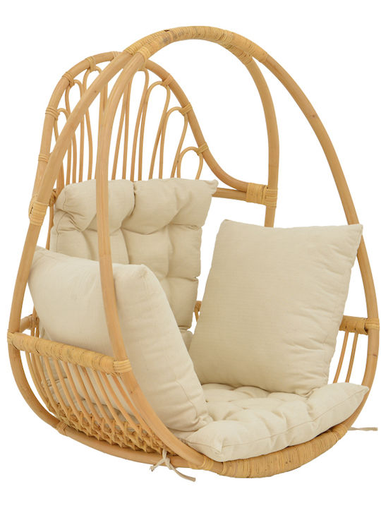 Κρεμαστή Κούνια Jorg Pakoworld Φυσικό Rattan-κρεμ Μαξιλάρι 80x59x105εκ 1 Τμχ
