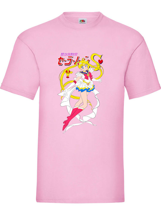 Fruit of the Loom Sailor Moon No1 Μπλούζα Ροζ Βαμβακερή