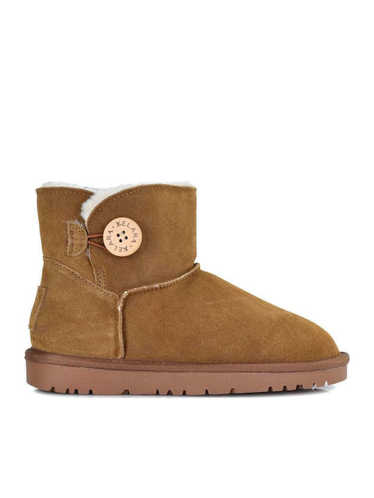 Kelara Leather Women's Ankle Boots with Fur Tab...