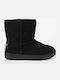 Suede Women's Ankle Boots with Fur Black