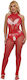 Subblime Sexy Bodystockings Gittermuster mit offenem Schritt Rot