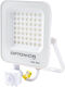 Metanor Waterproof LED Flood Light 30W Warm White 2700K with Motion Sensor IP65