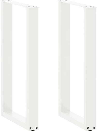 Vidaxl Picioare pentru Masă de Cafea în Formă de U 2 Bucăți Alb 50x 90-91 Cm Alb