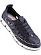 Γυναικεία Slip-On Δερμάτινα Navy Μπλε