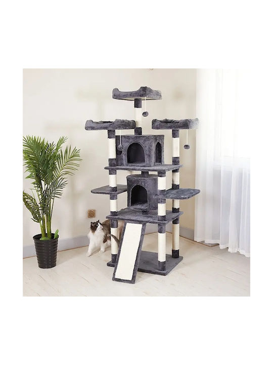Stâlp pentru zgâriat pisici Copaci pentru pisici Gri 6 niveluri 60x50x170cm