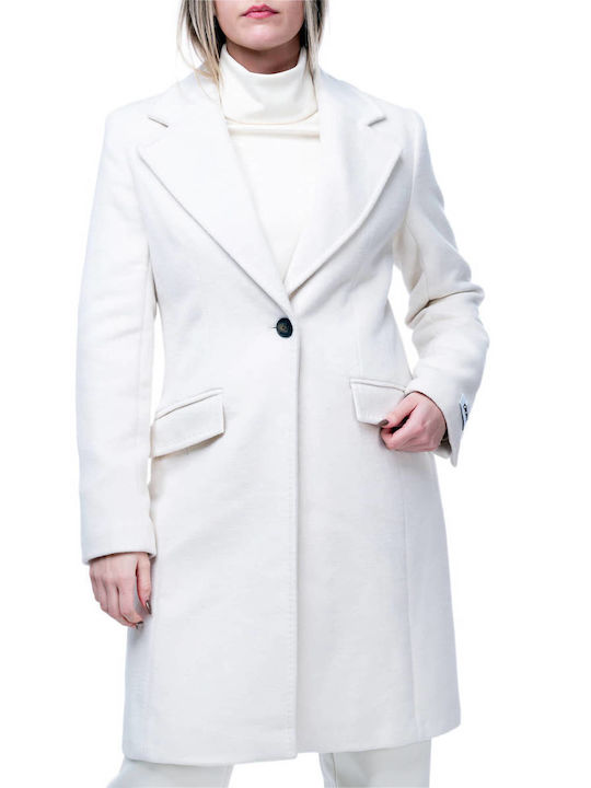 DKNY Women's Coat Pearl White